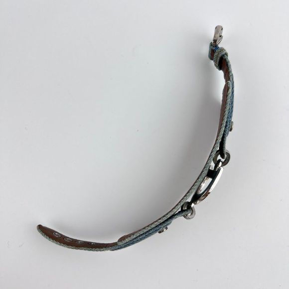 Christian DIOR Accessories Bracelet Bangle Dior Logo Blue Denim Vintage Women - Picture 16 of 16